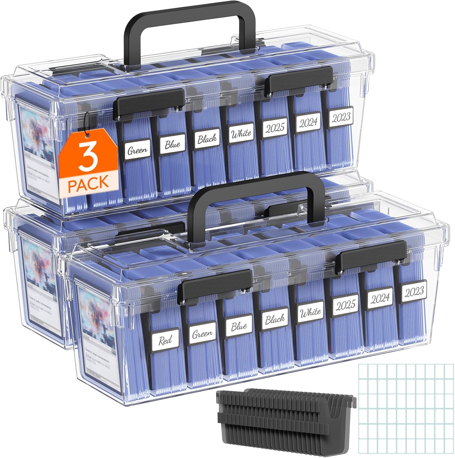 Lifewit Scatola Porta Carte con 24 divisori regolabili (deck box) fino a 2700 carte, 3 pezzi