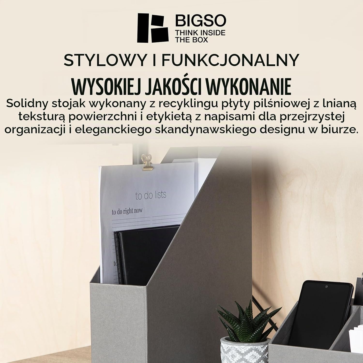 Detalle 2 de Bigso Box of Sweden VIKTORIA stojący organizer na dokumenty z etykietą, szary