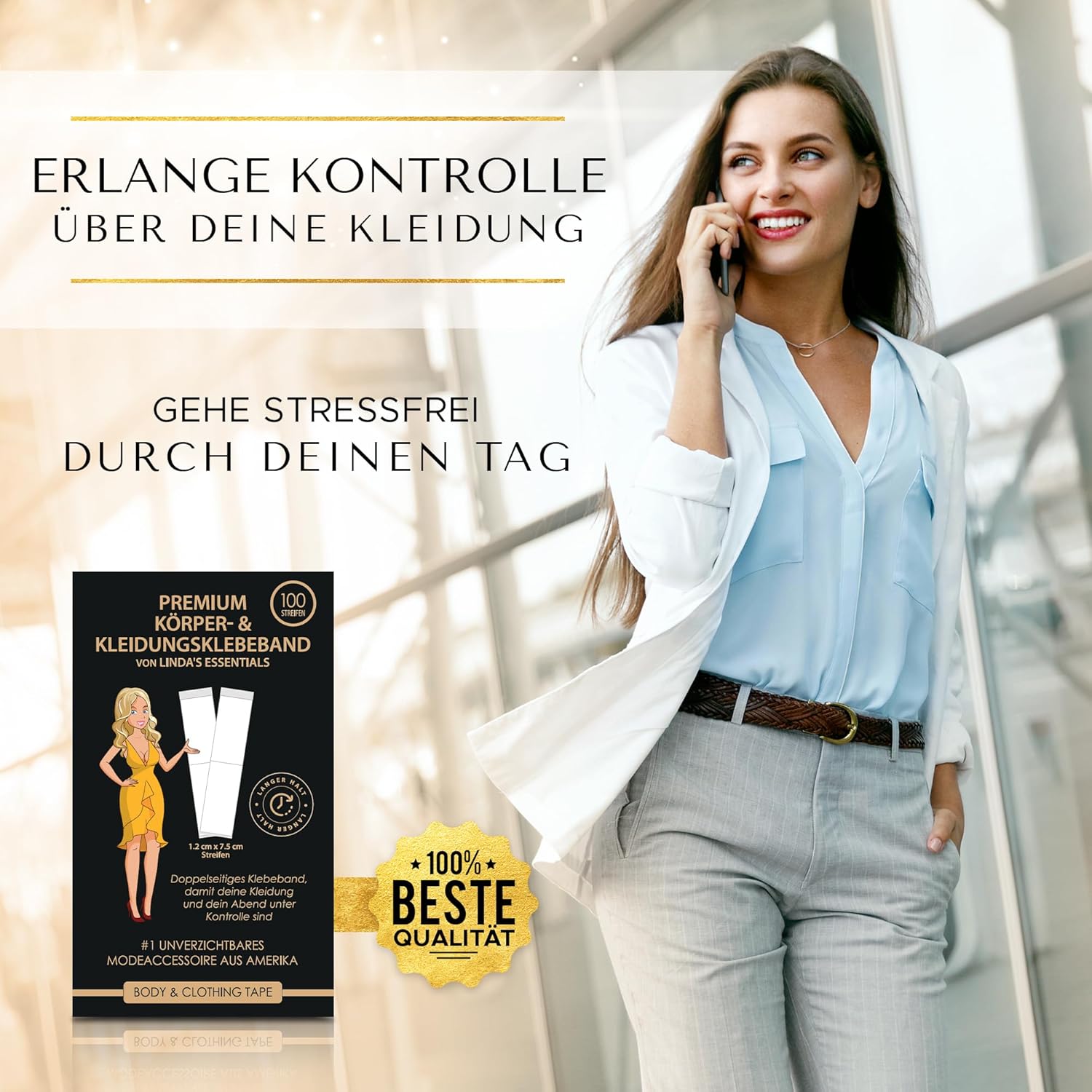 Detalle 2 de Linda’s Essentials Fashion Tape doppelseitiges Klebeband für Kleidung, transparent – 100 Stück