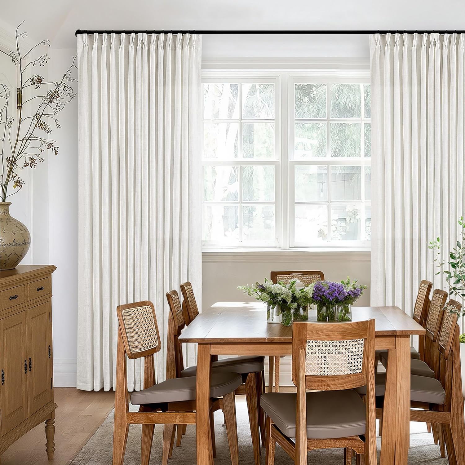 Thumbnail 5 de Textured Linen Pleated Curtains 108 in, 2 Panels 🪟