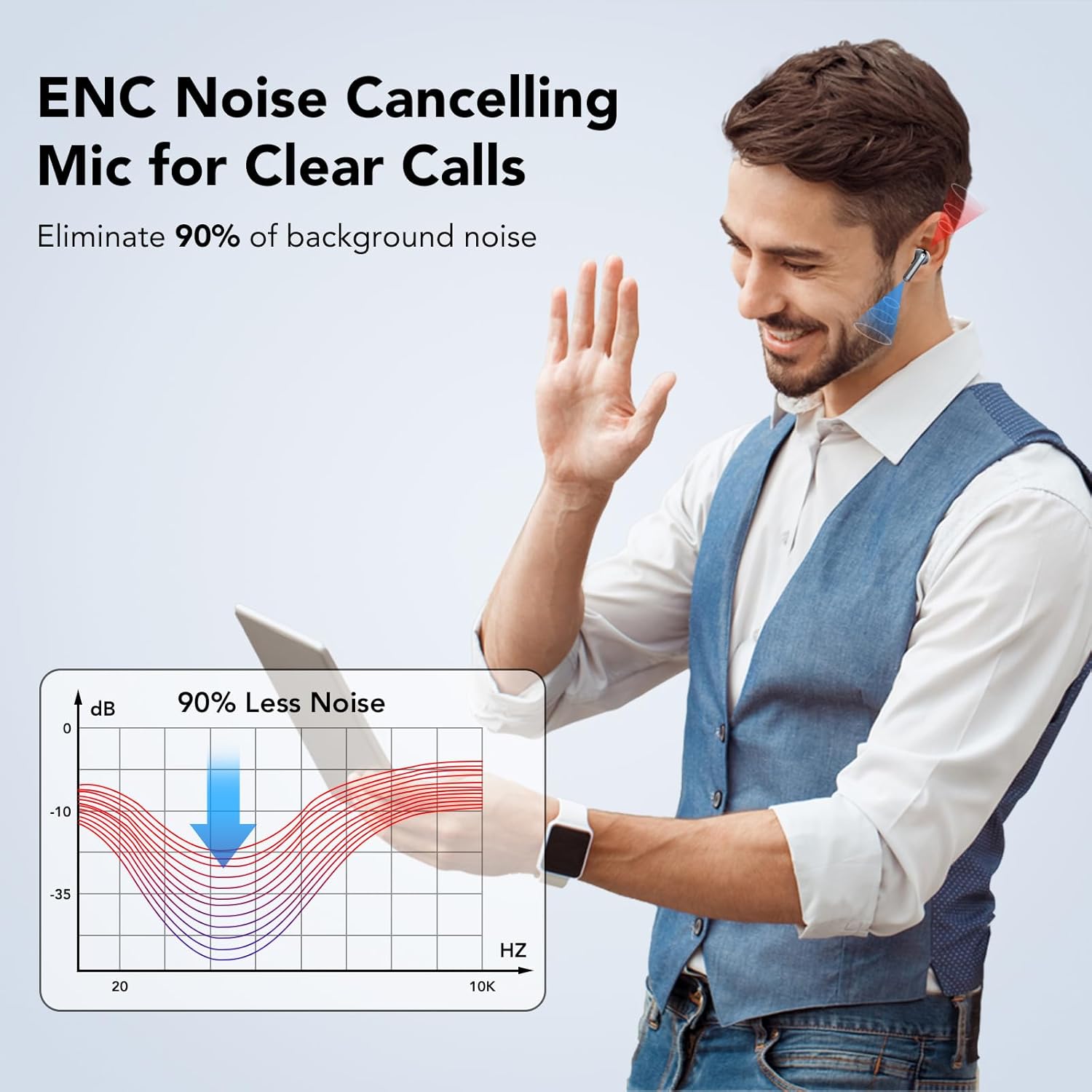 Thumbnail 3 de TIMU 2026 Écouteurs Bluetooth 5,4 avec ENC, 50 h, IPX7 et basses renforcées (noir)