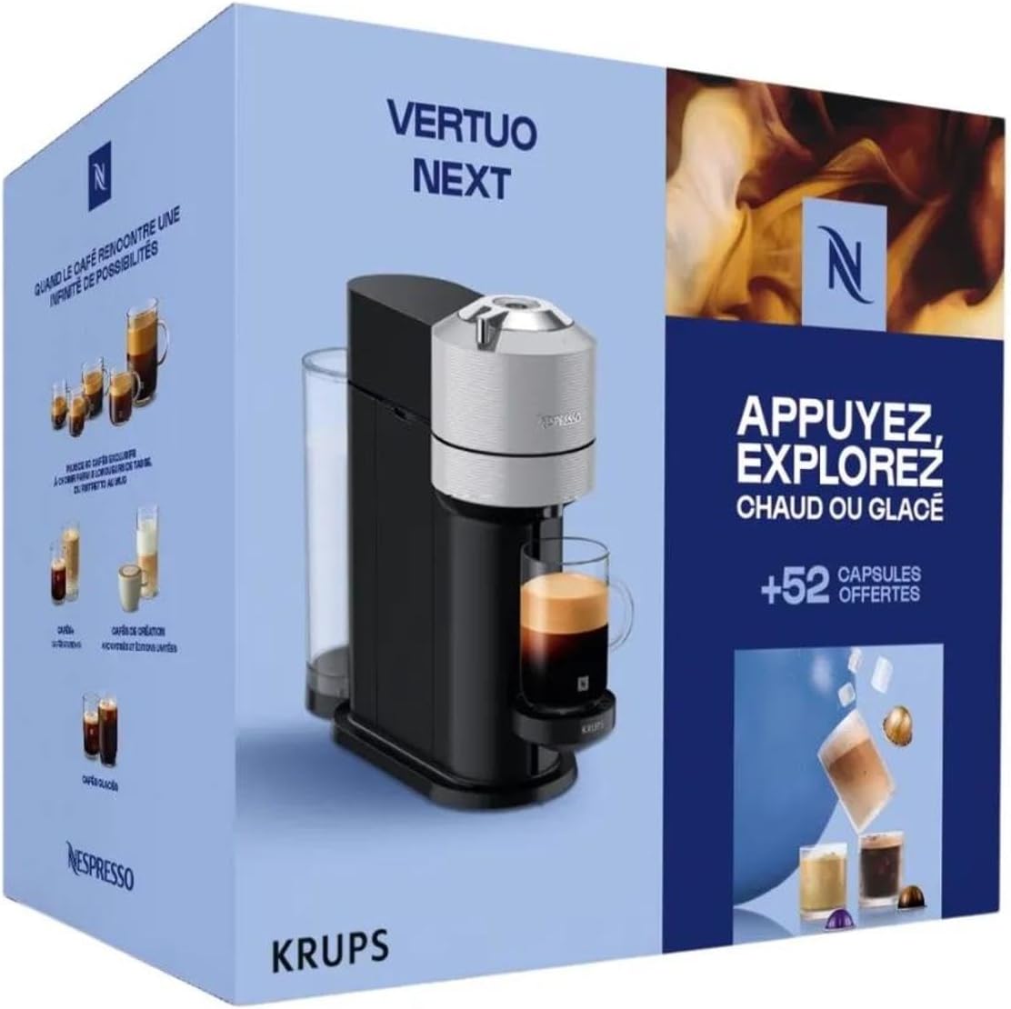 Thumbnail 2 de Nespresso Krups Vertuo Next Gris Clair – Machine à Café avec 5 tailles et 52 capsules offertes