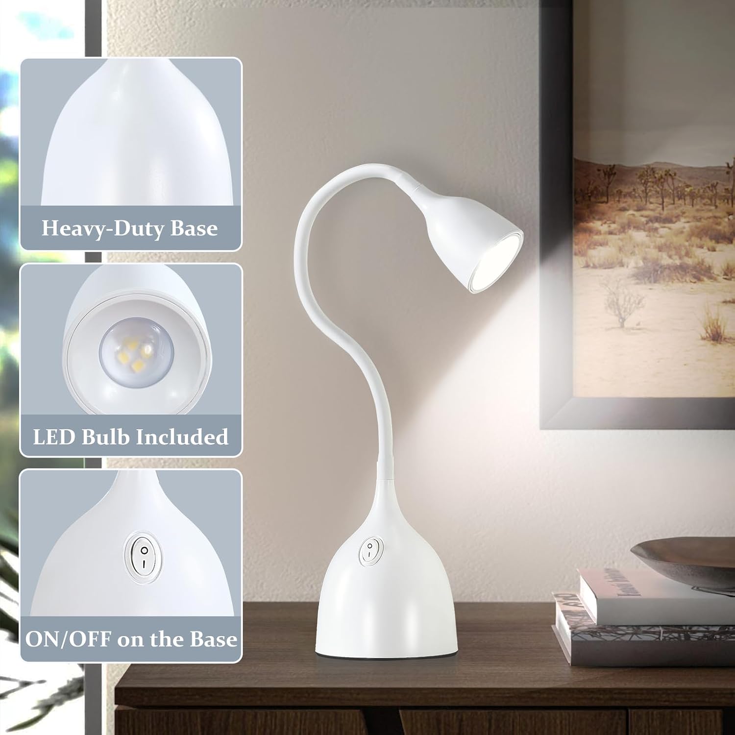 Thumbnail 3 de GyroVu LED Desk Lamp for College Dorm: Flexible Gooseneck, Eye-Caring Lighting
