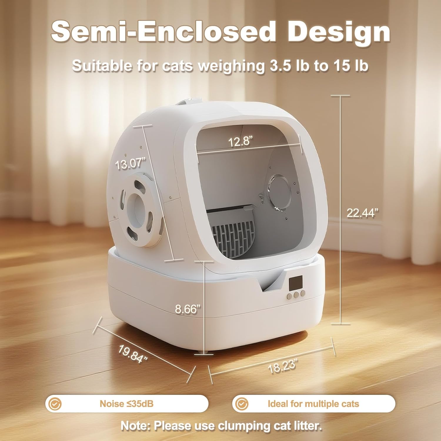 Detalle 2 de Mintakawa Automatic Cat Litter Box 35 dB 🐱