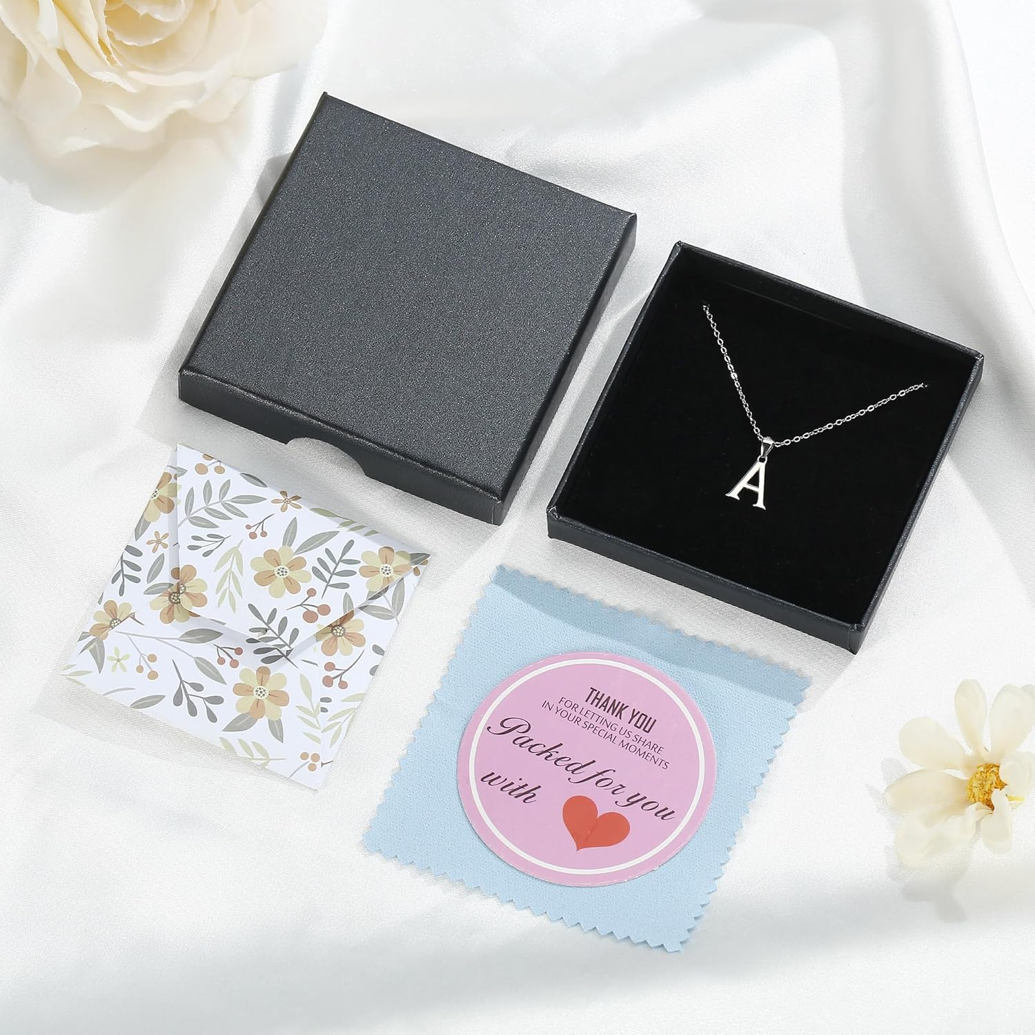 Thumbnail 6 de TINGN Halskette Damen Silber 925 Initialanhänger – hypoallergene Silberkette mit Geschenkbox