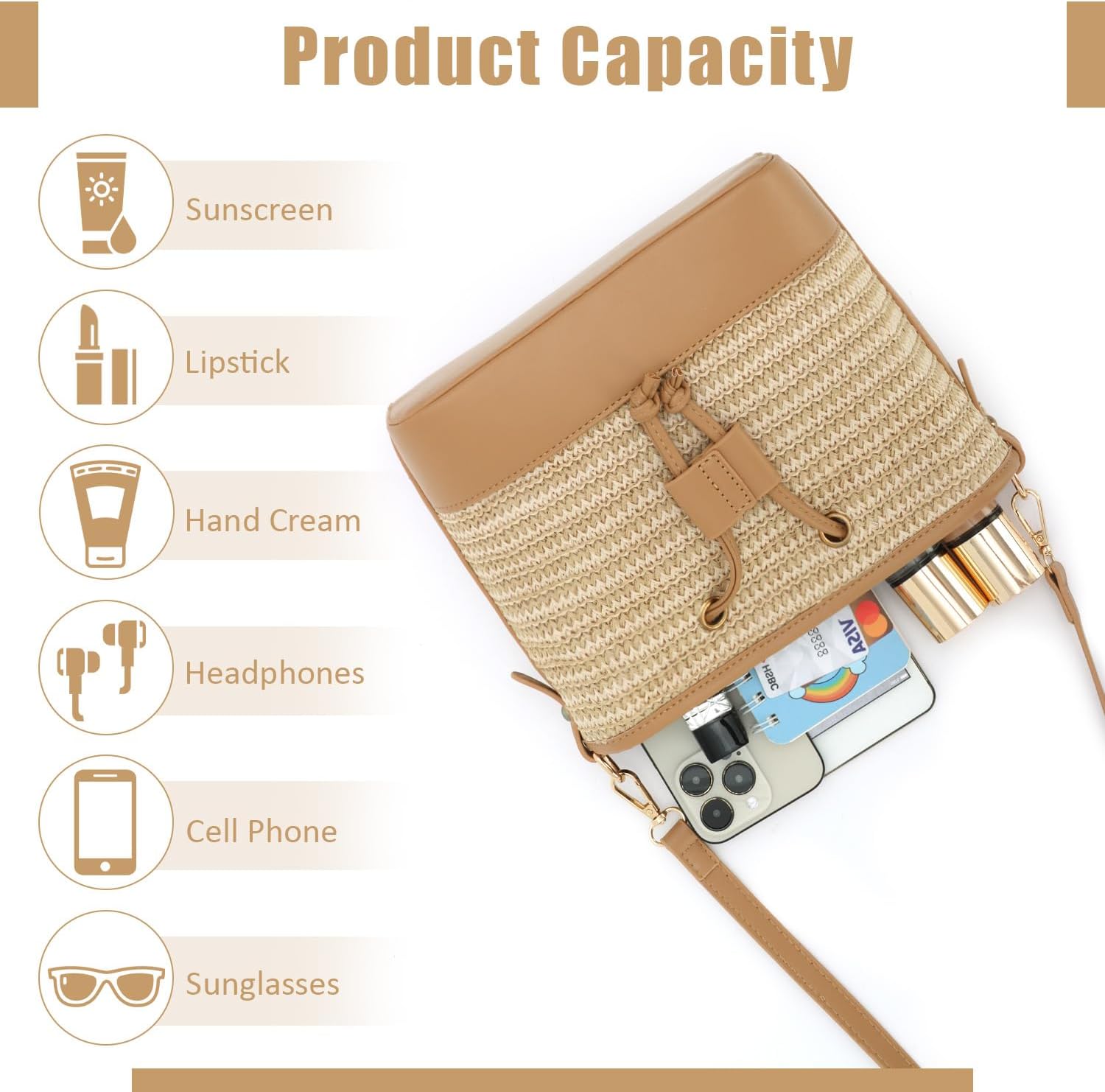 Thumbnail 4 de Freiesoldaten Straw Bucket Bag Drawstring Shoulder