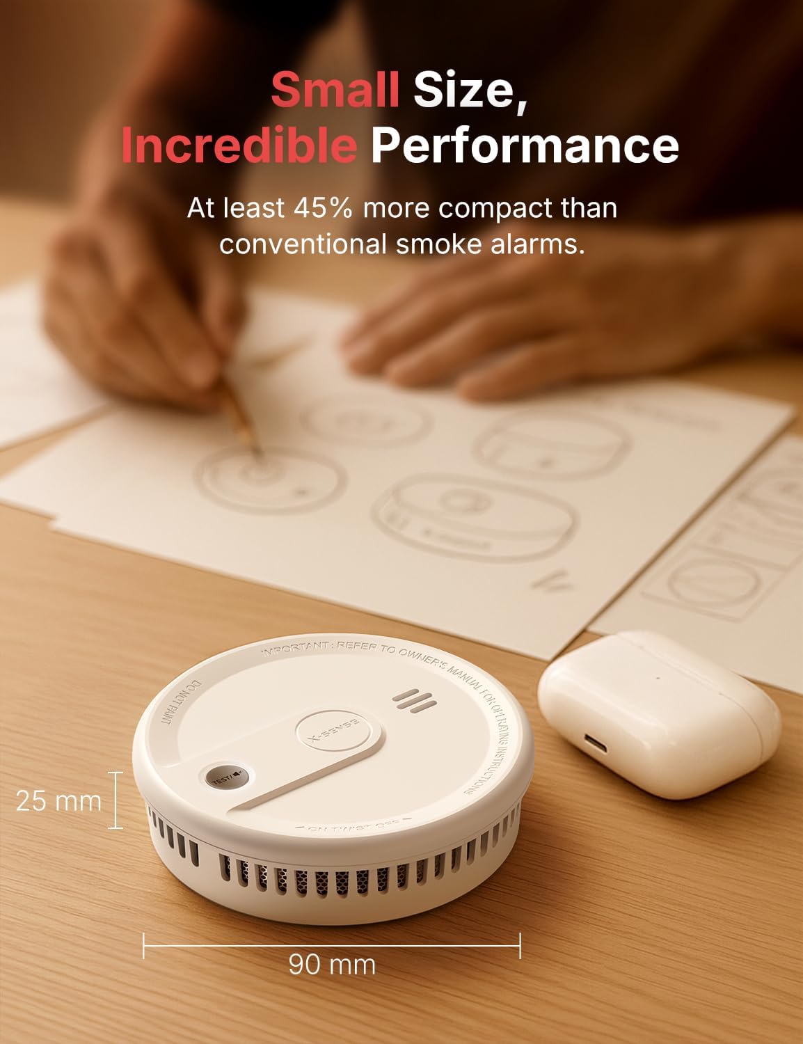 Thumbnail 3 de X-Sense XS0G-SN Ultra-Thin Smoke Alarm (Magnetic Mount) – 2-Pack with 10-Year sealed battery