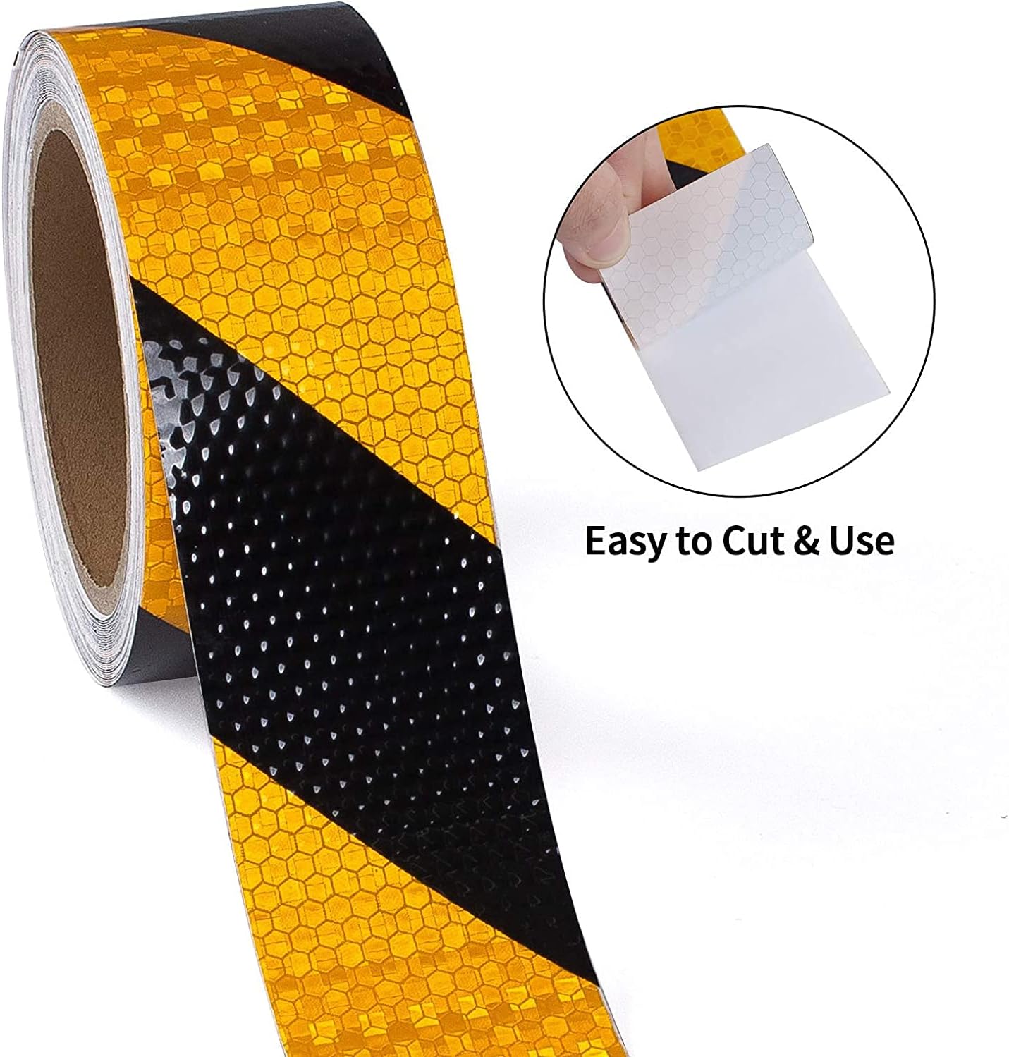 Detalle 2 de XFXIA Reflective Tape Yellow & Black (Waterproof, Self-adhesive) 10m x 5cm