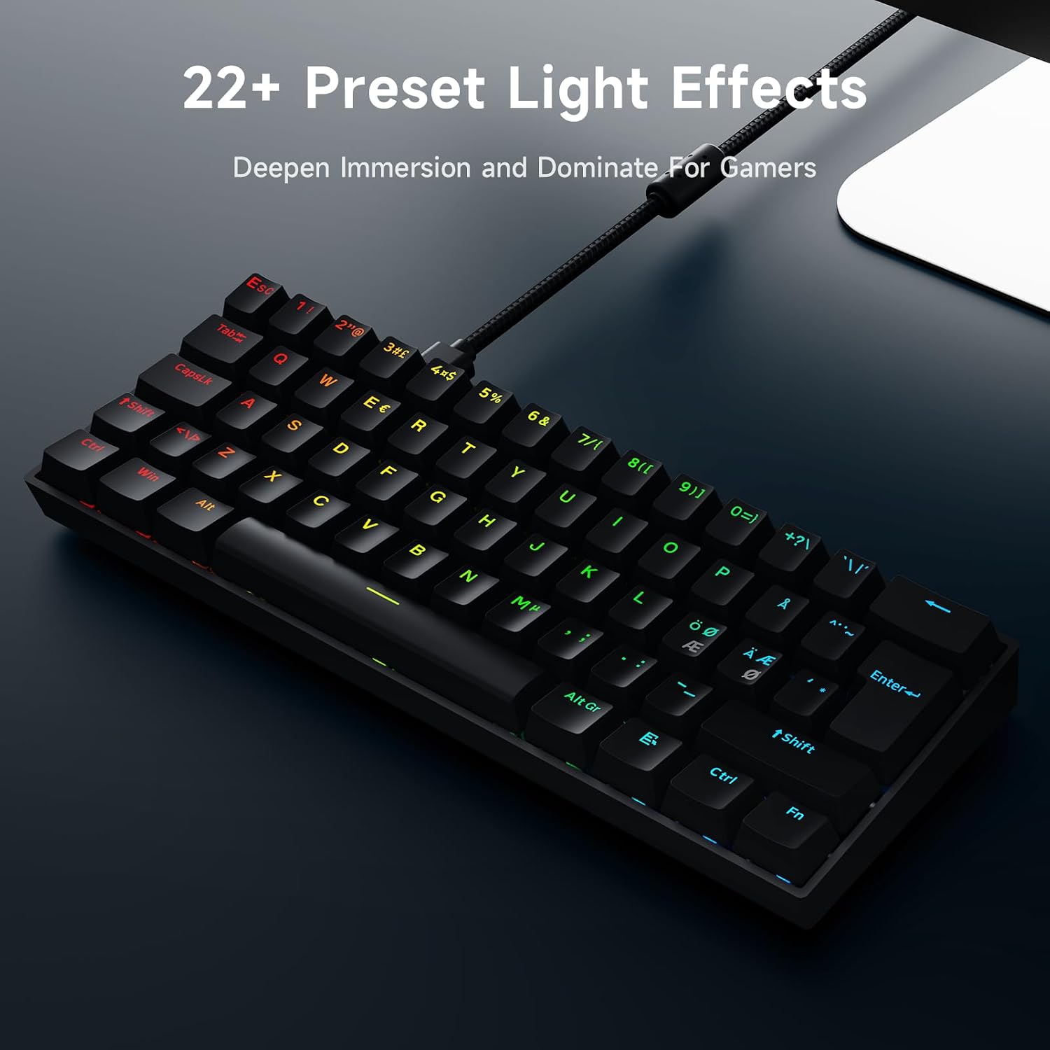 Detalle de MCHOSE Ace 60 Hall-Effekt 8000Hz Rapid Trigger – 60% Gaming-Tastatur mit Magnet-Switch