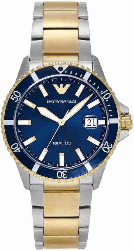 Detalle de Emporio Armani Herrenuhr, Quarz 3-Zeiger Datum, 42 mm Gehäuse, Edelstahlband