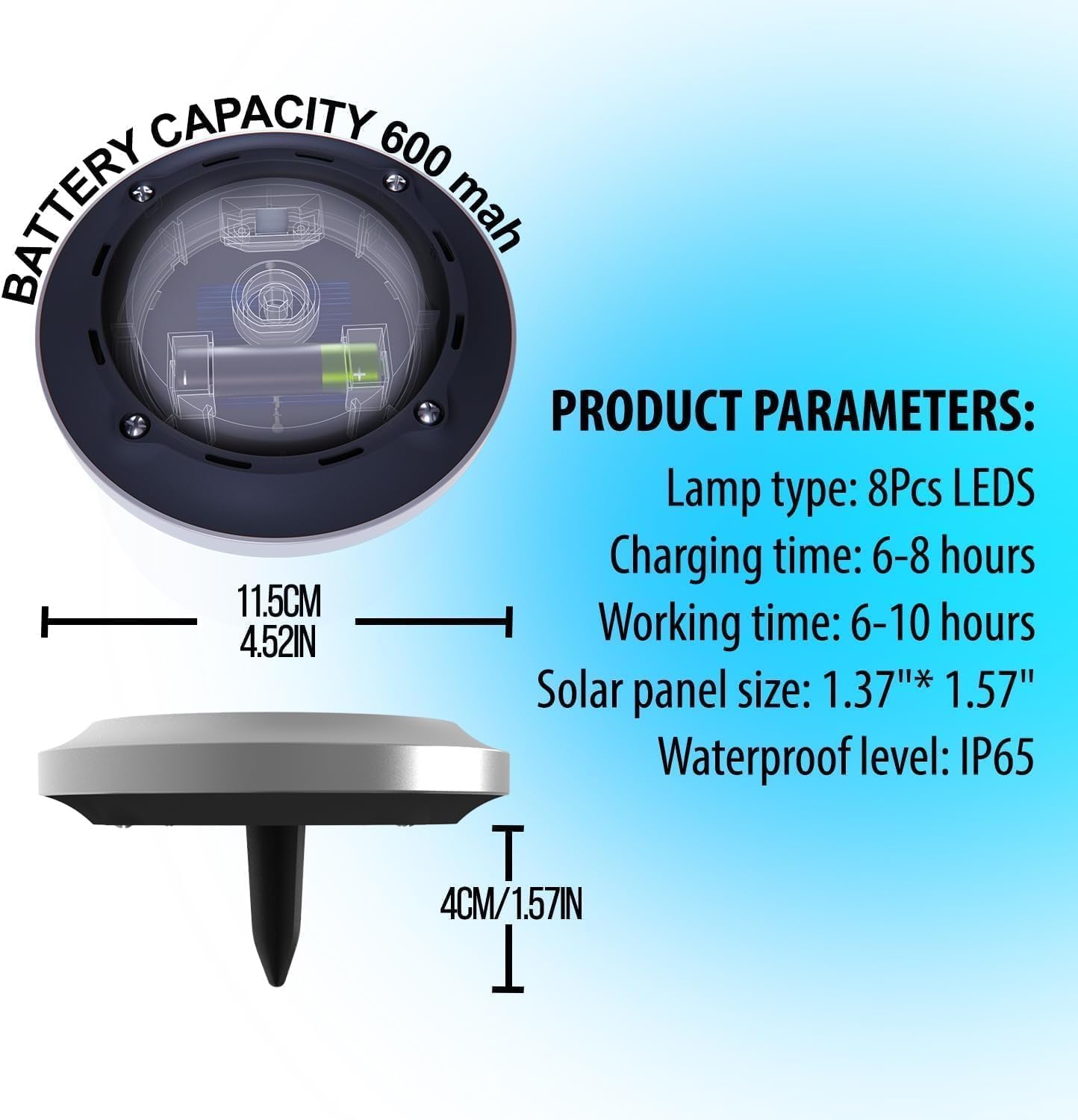 Thumbnail 1 de ZFITEI 12 Pack Solar Ground Lights 600mAh