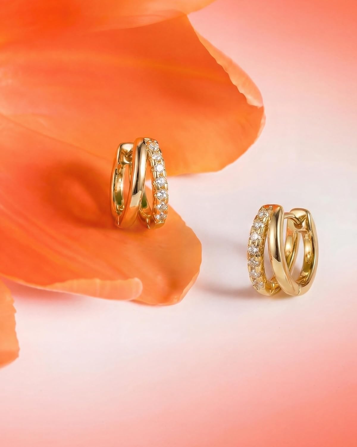 Thumbnail 5 de MUMREUES Ohrringe Gold Creolen 14K vergoldet mit Zirkonia (Huggie-Stecker, hypoallergen, wasserfest)