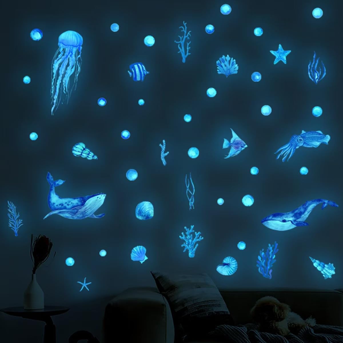 Thumbnail 3 de Glow in The Dark Fish Wall Stickers: Luminous Under the Sea Ceiling Decor