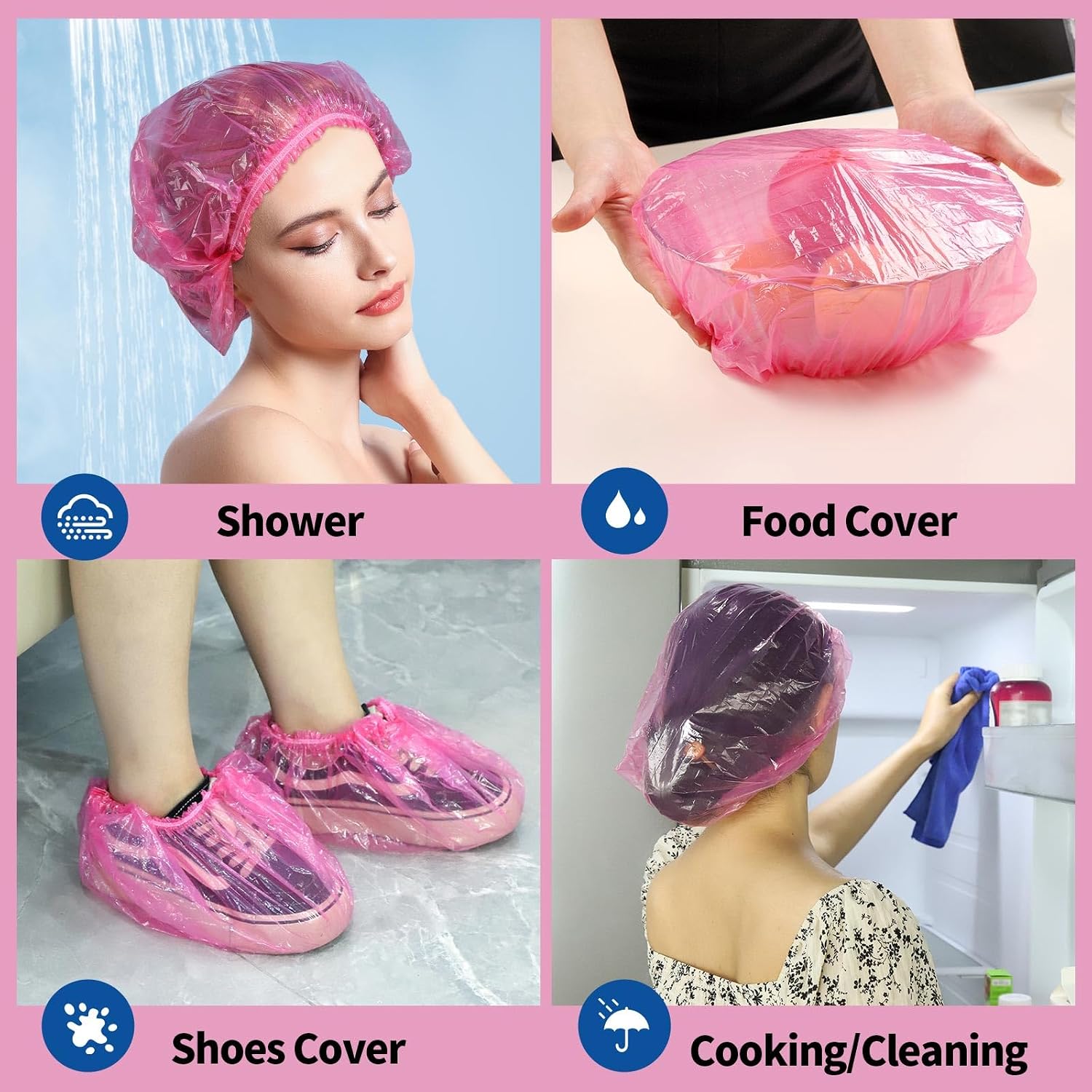 Thumbnail 6 de LEOBRO Disposable Shower Caps, Large Pink, 100-Pack