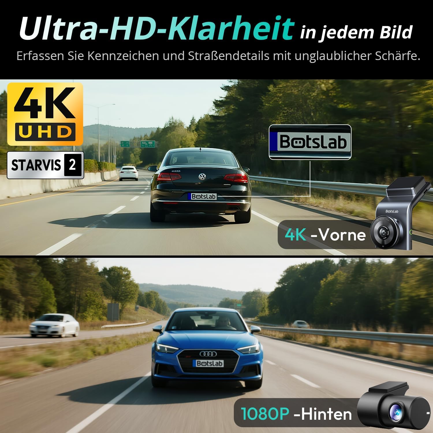 Detalle 2 de BOTSLAB G300H Plus 4K Dashcam vorne+hinten