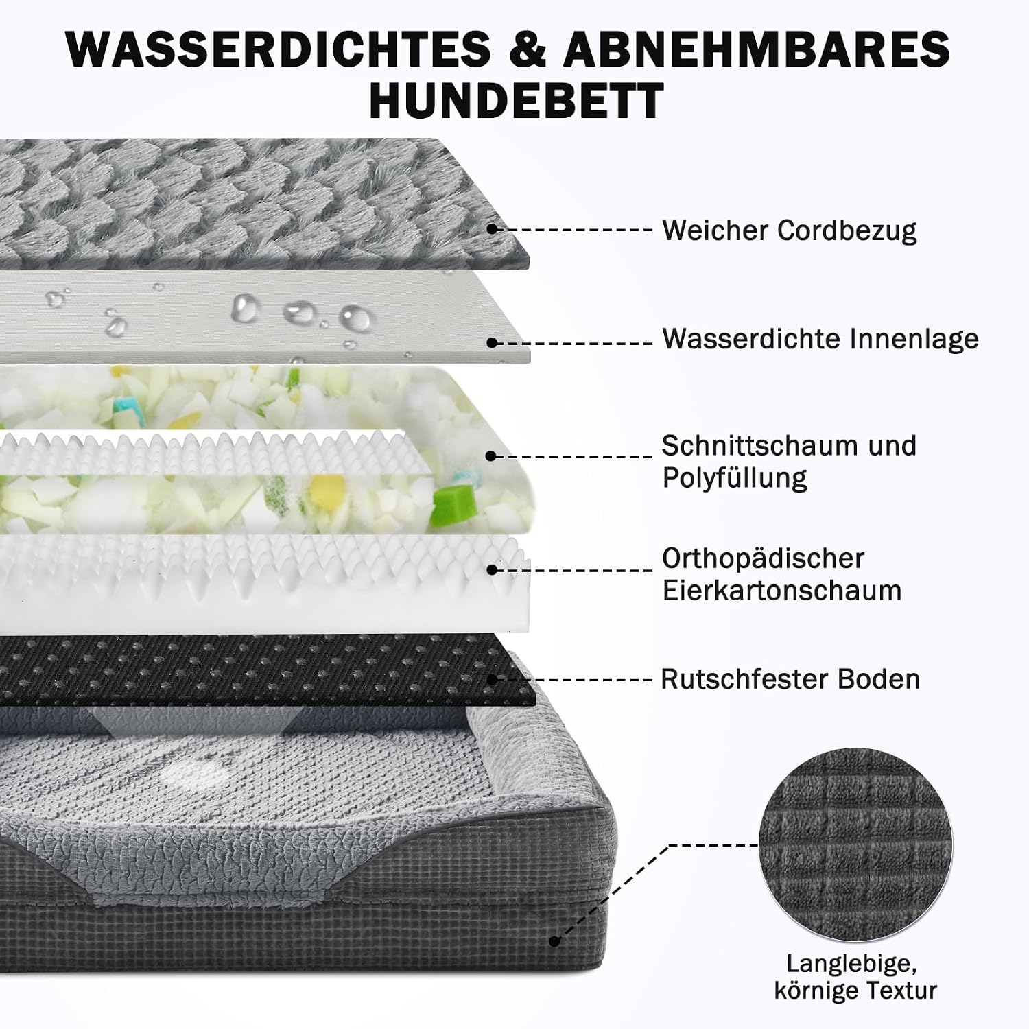 Thumbnail 5 de FURTIME Orthopädisches Hundebett 89×64×18 cm