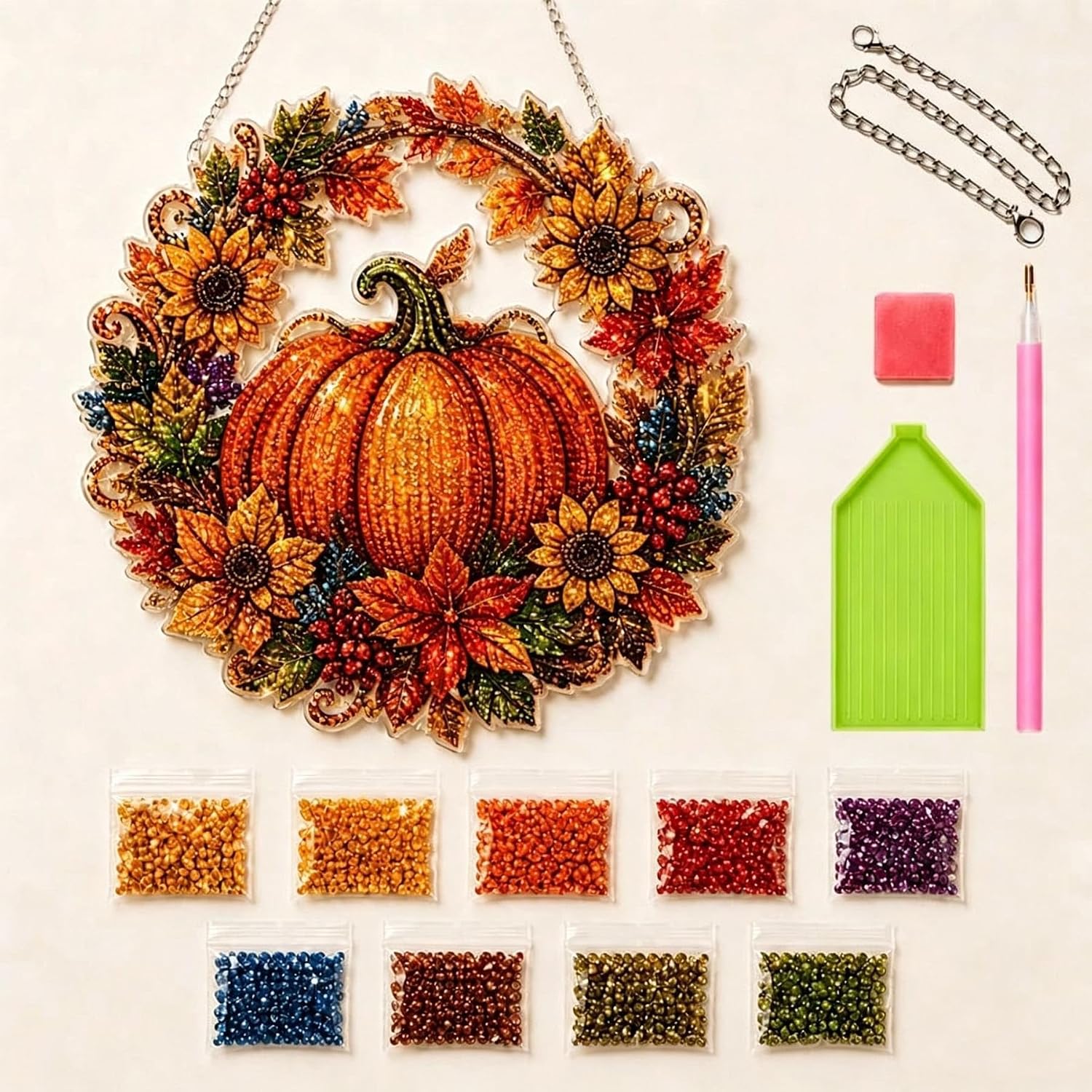 Thumbnail 5 de AYTHSRIC Halloween Diamond Art Hanging Kit, A5 Acrylic 5D Crystal Decor