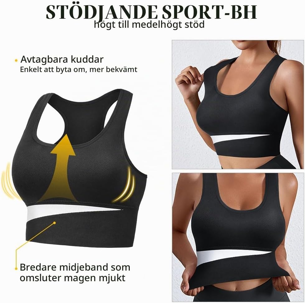 Detalle de AUYAO sport-bh för dam med racerback, avtagbar vaddering och högt stöd