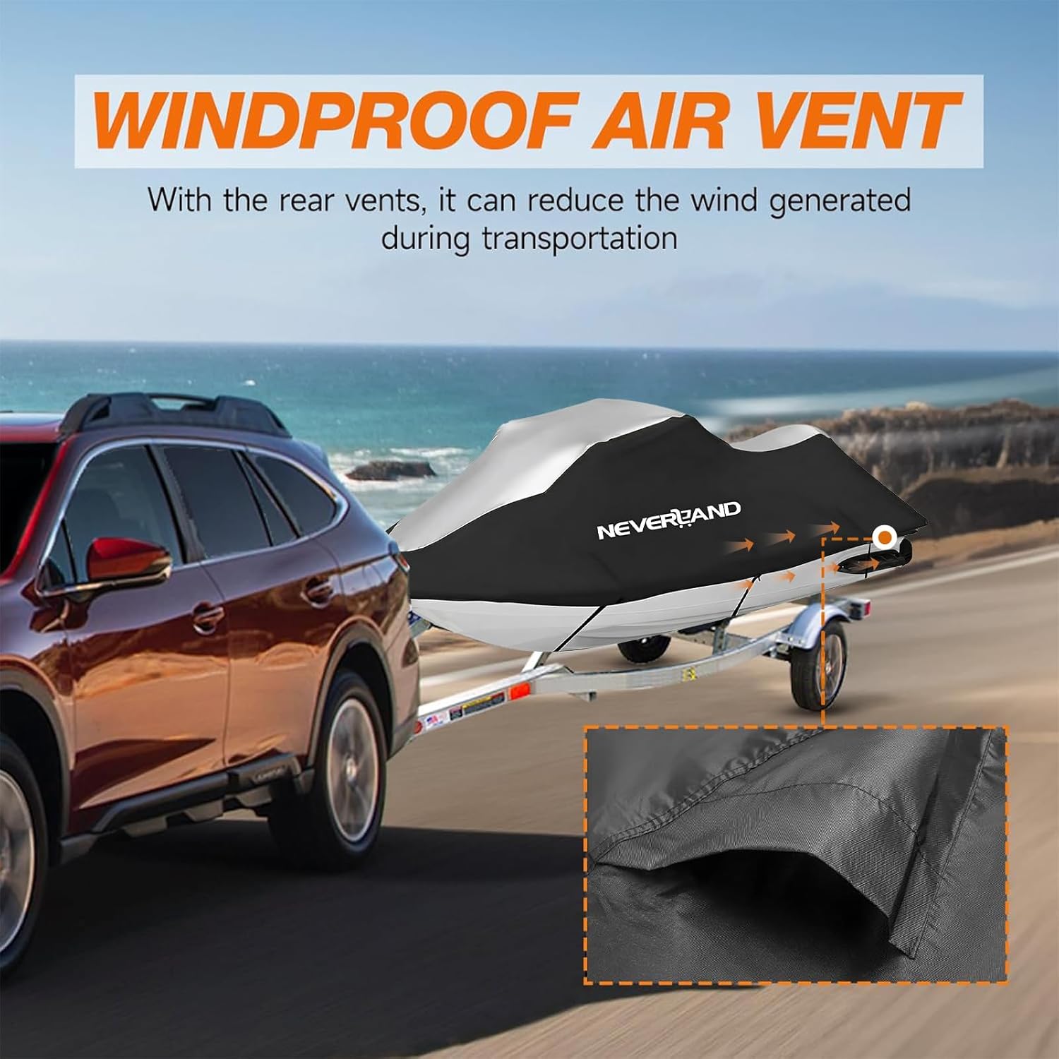 Thumbnail 4 de Jet Ski Cover (Trailerable, UV-Resistant & Waterproof) for PWC Lengths 115–120 in