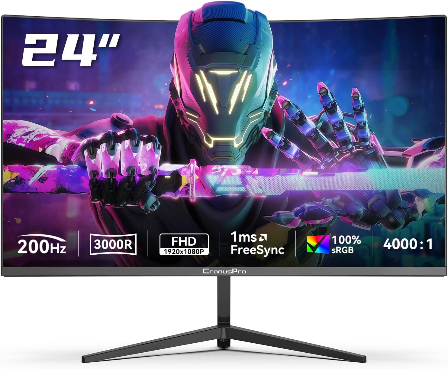Detalle de CronusPro 24 Zoll Curved Gaming-Monitor (200 Hz, FHD, VA, 1 ms MPRT) mit FreeSync und 3000R