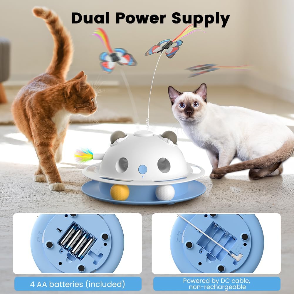 Detalle 2 de VOSFEEL 4 in 1 Interactive Cat Toy: Smart Carousel with Catnip, Feathers and Handmade Butterfly