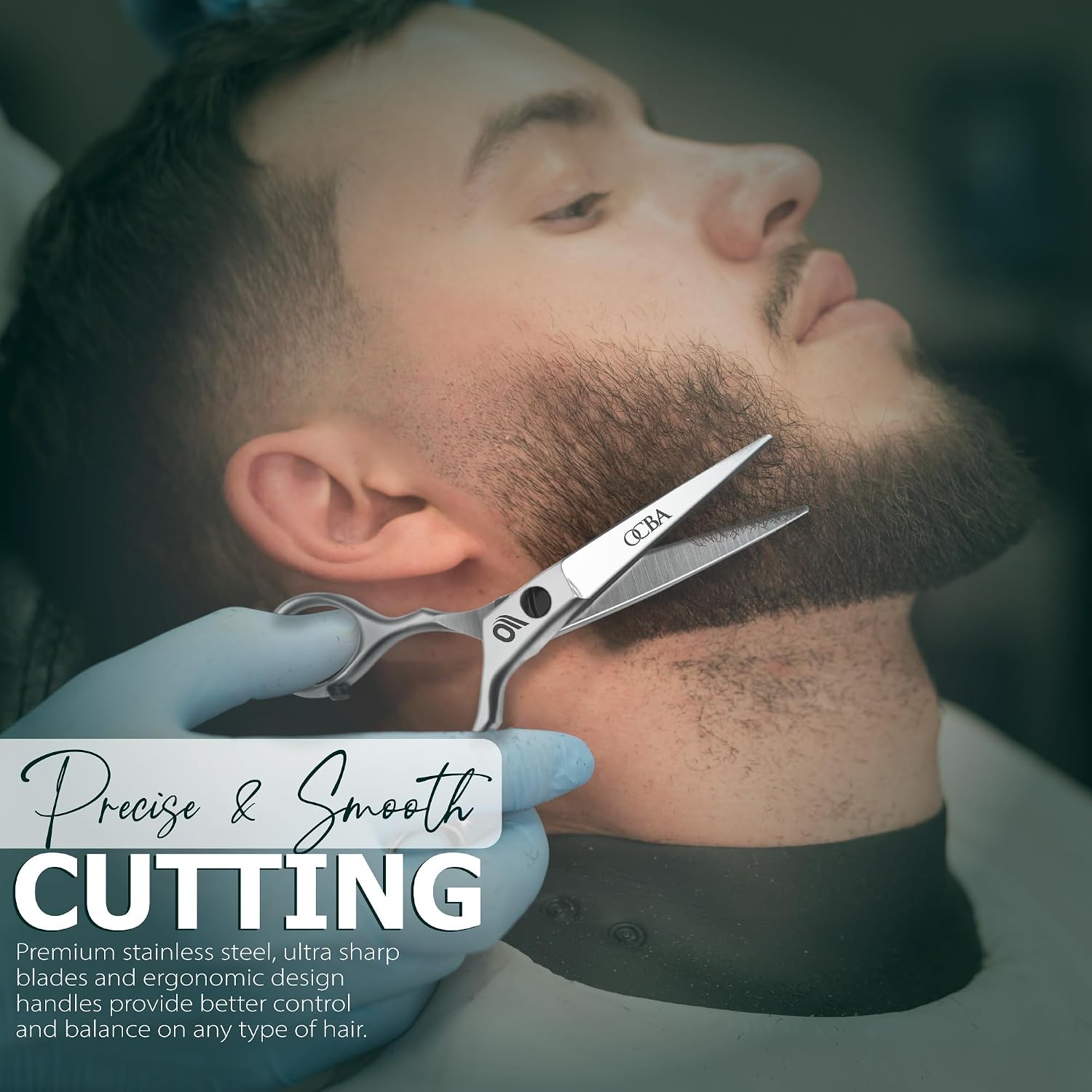Thumbnail 6 de OCBA Forbici professionali per baffi in acciaio inossidabile – taglio preciso per barba e sopracciglia (Argento classico)