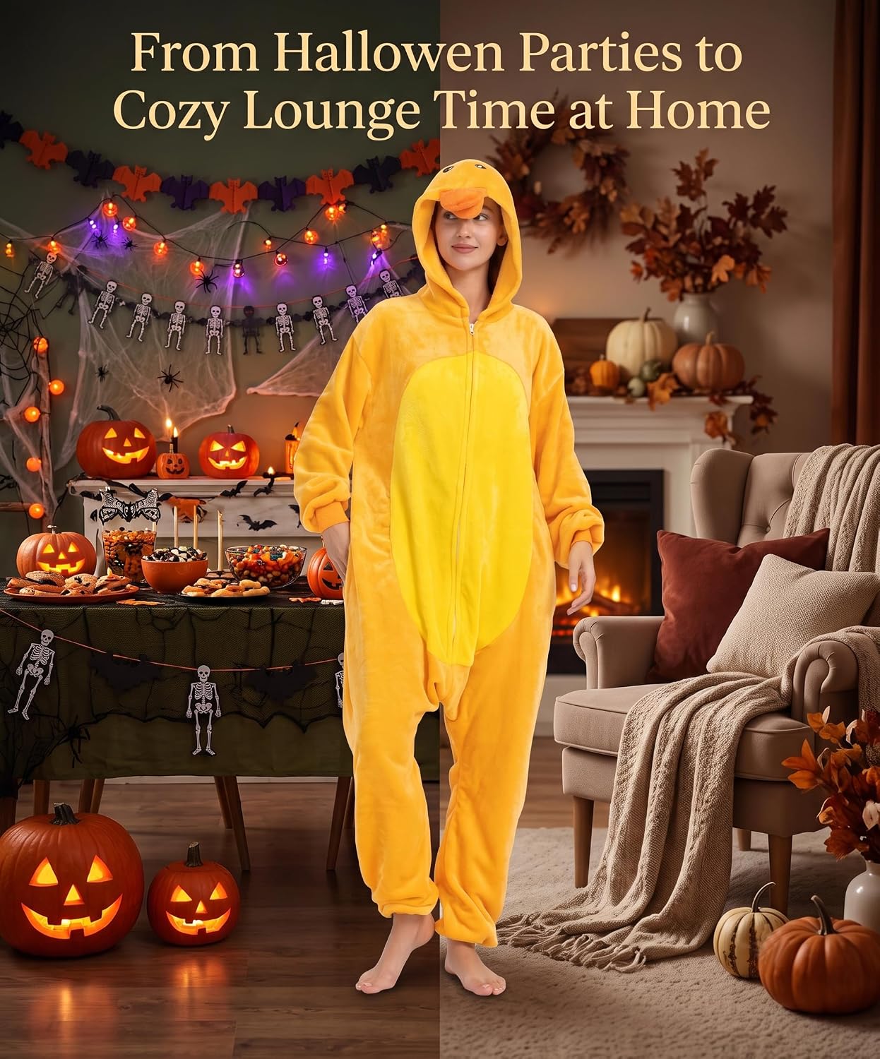 Detalle 2 de Hundredmore Animal Onesie Pajamas, Plush One-Piece with Hood and Pockets