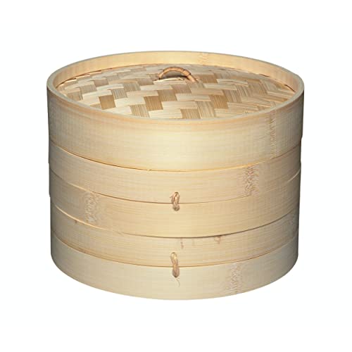 Detalle de KitchenCraft World of Flavours Vaporiera in Bambù a 2 Piani, 20 cm – Beige
