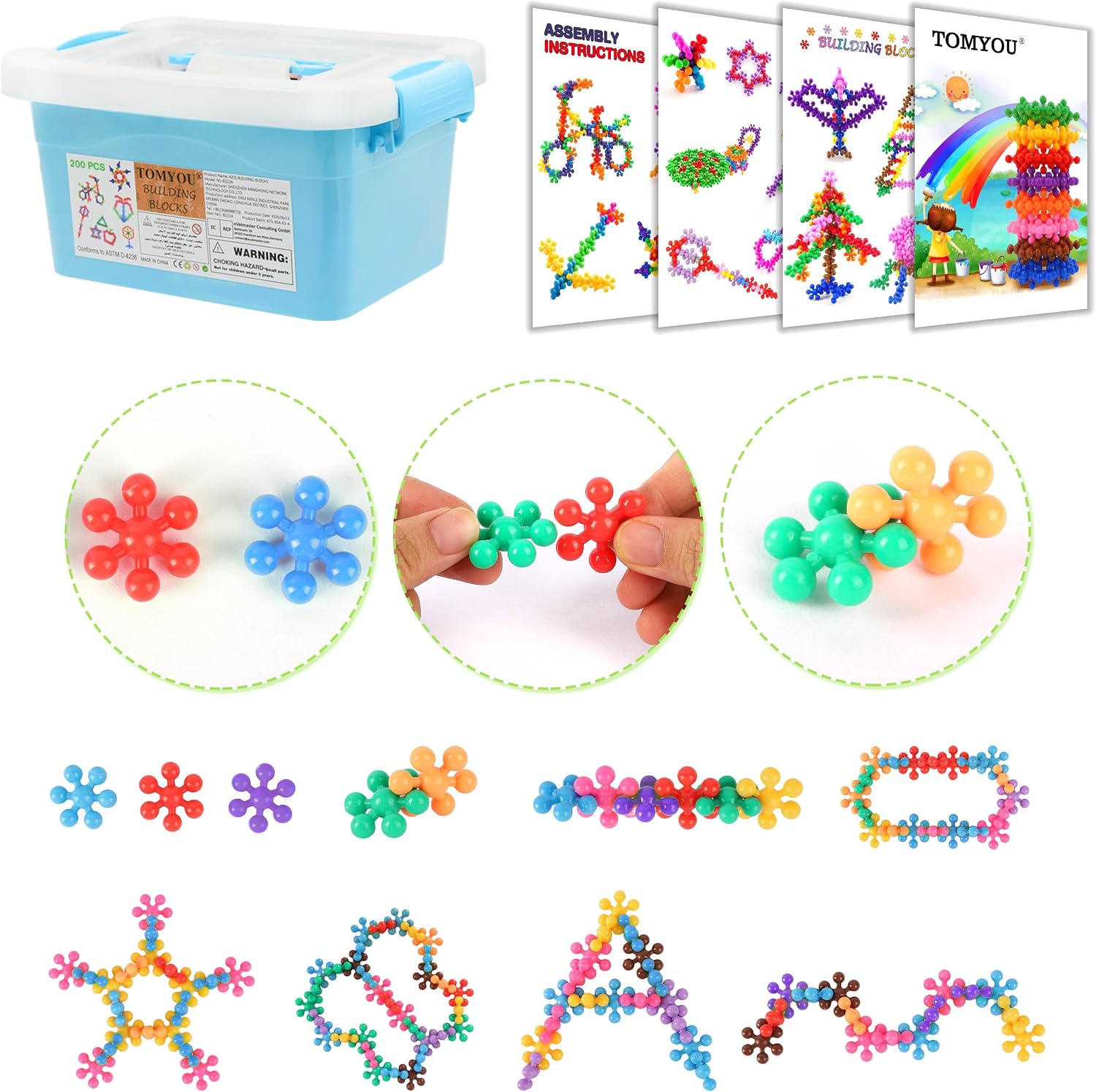 Detalle de TOMYOU 200-Piece Interlocking Building Blocks STEM Toy Set