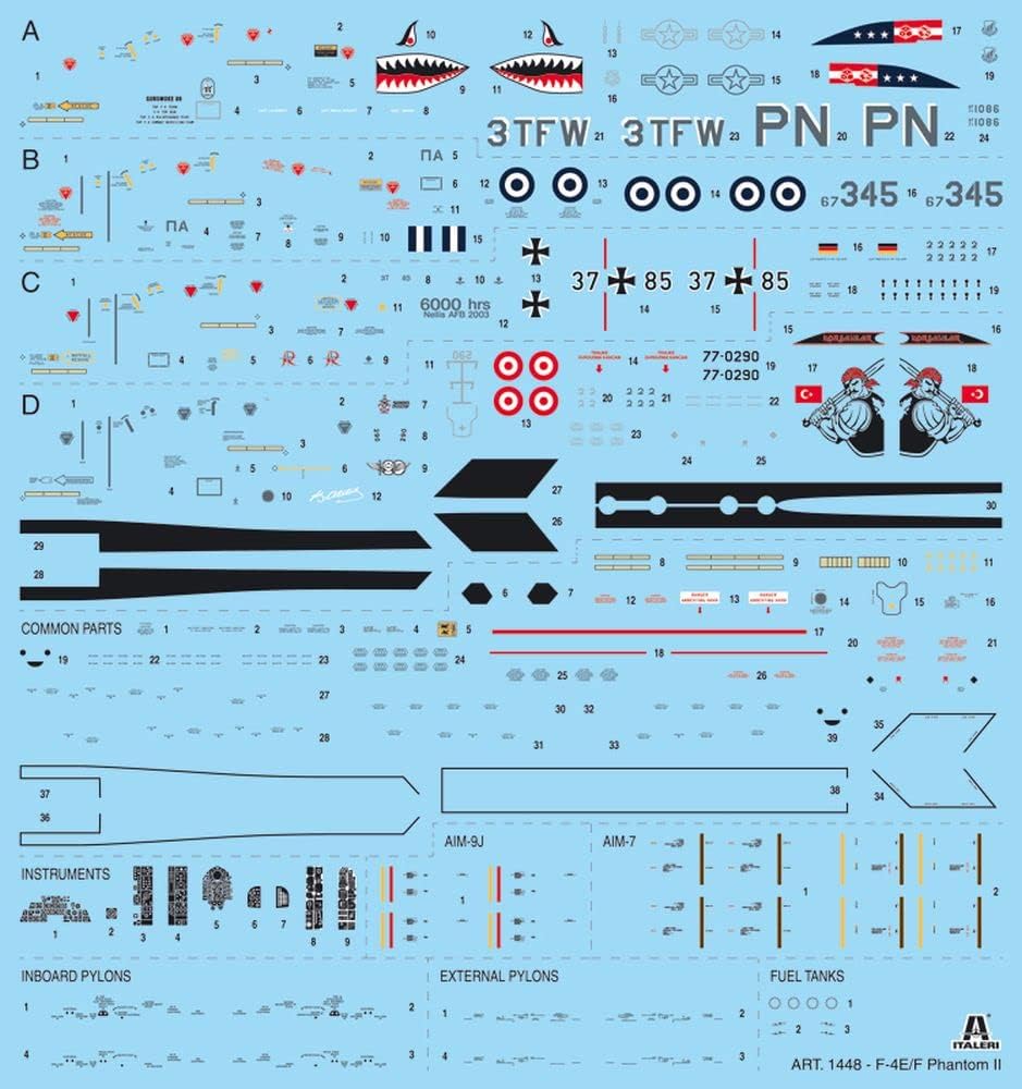 Detalle de Italeri 1448S 1:72 F-4E/F Phantom II – plastikowy model do sklejania