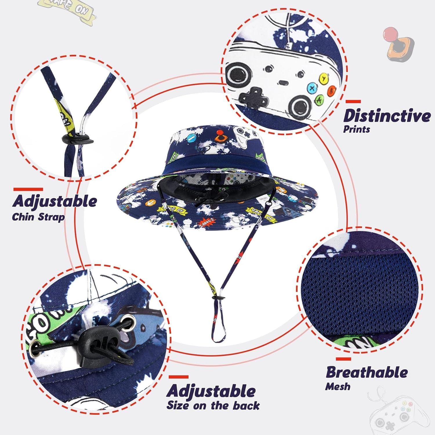 Thumbnail 2 de WAWSAM Kids Sun Hat: Adjustable Unicorn Bucket Hat with UV Protection for Girls