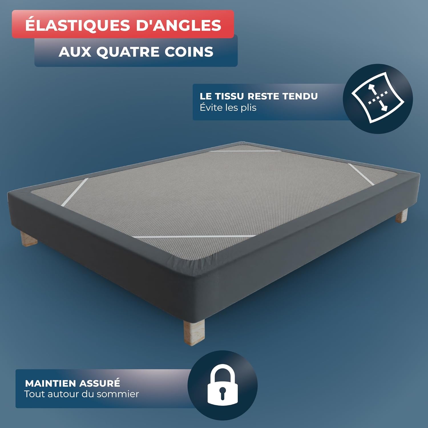 Thumbnail 4 de Wrappybag Cache-Sommier 140 x 190 avec Élastiques – Cache sommier gris