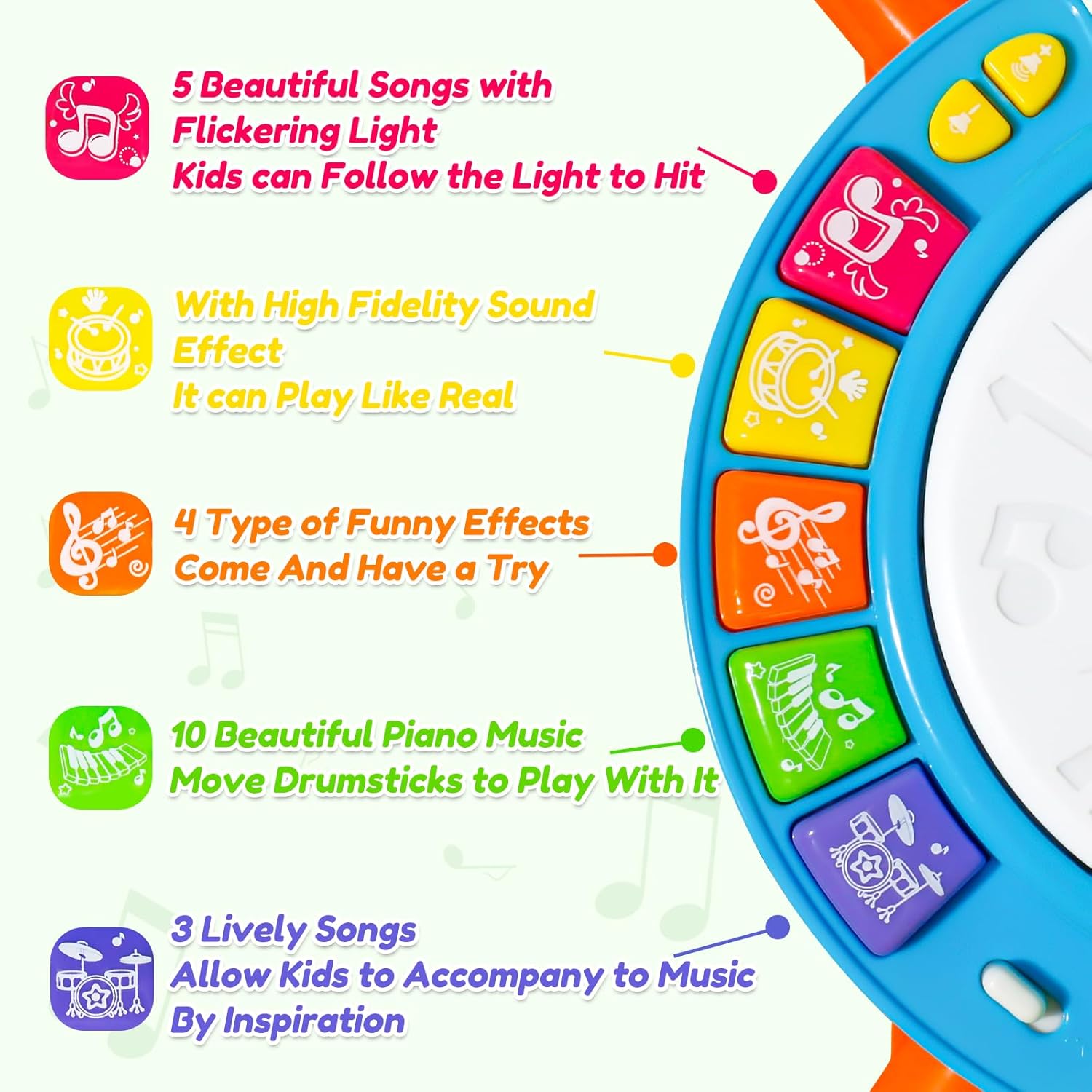 Thumbnail 2 de Kids Drum Kit by Fajiabao — Bright Early Music Toy for 1–2 Year Olds