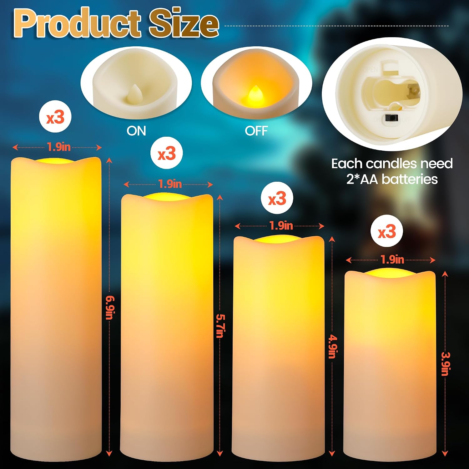 Detalle de Da Waterproof Outdoor Candles 12PCS battery LED candles 🕯