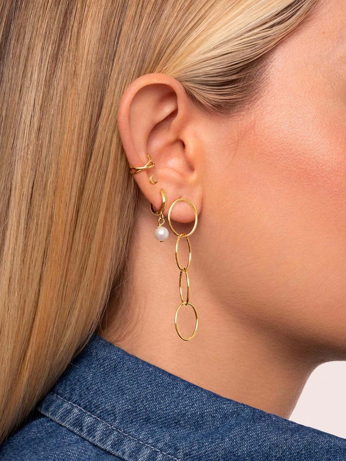 Detalle de SINGULARU Orecchini Cerchio Circles & Circles in Ottone placcato oro 18 kt o Rodio – chiusura a pressione