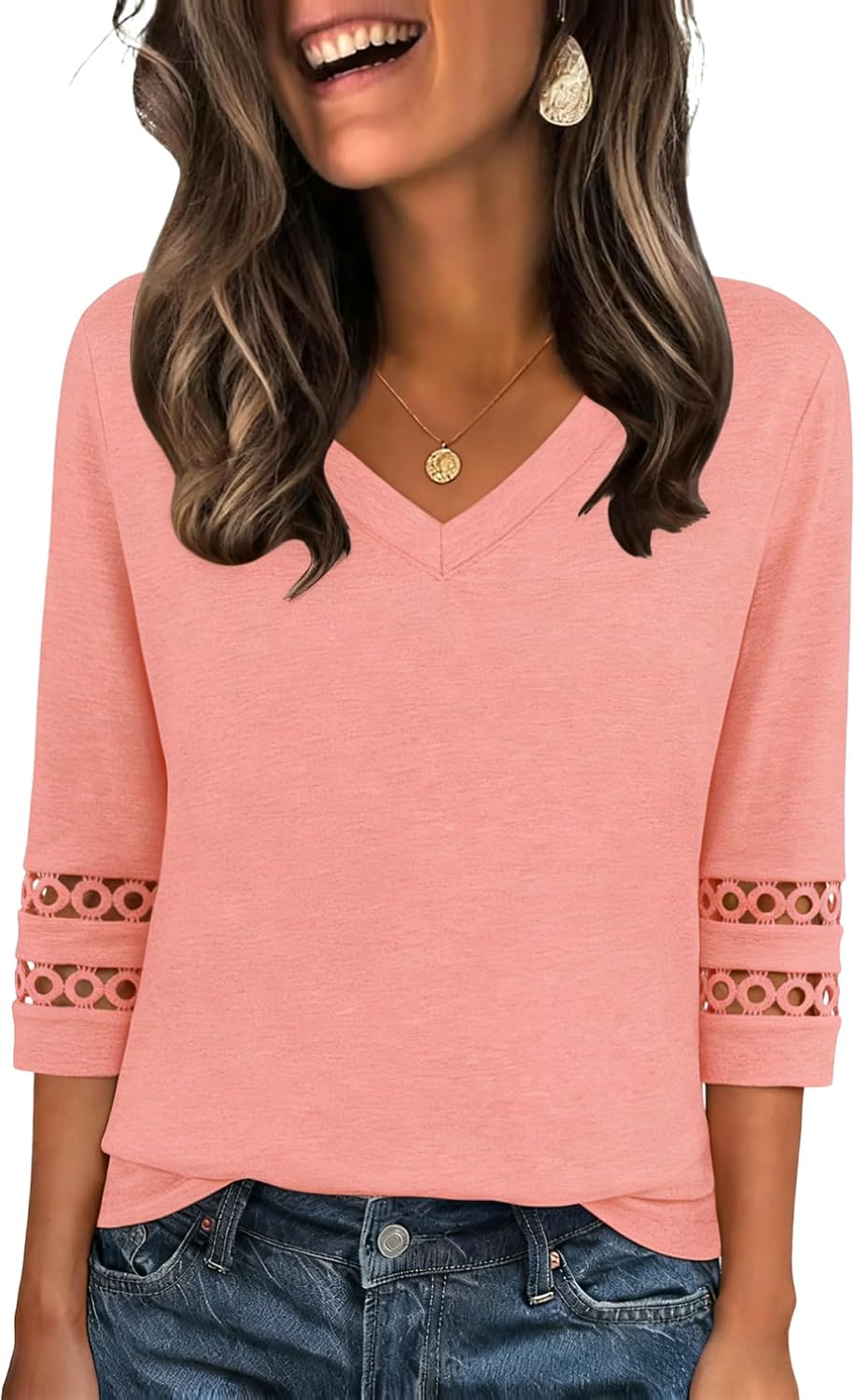 Thumbnail 6 de Zeagoo Camicia Donna Elegante con Maniche 3/4 — Scollo a V, Tunica Estiva ampia