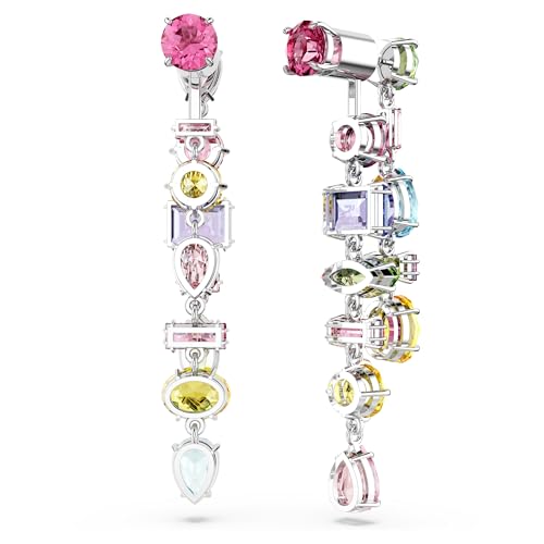 Thumbnail 3 de Swarovski Orecchini pendenti Gema – Design asimmetrico, taglio misto, multicolore, placcato rodio