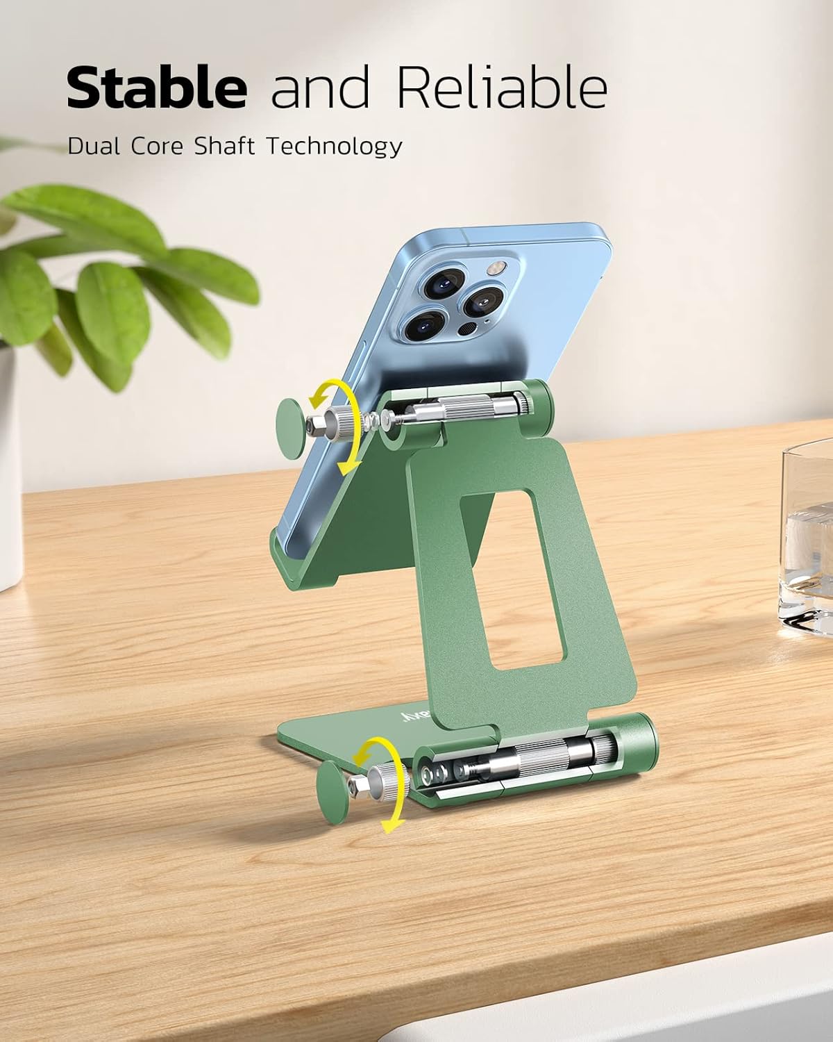 Detalle 2 de Nulaxy Dual Folding Phone Stand — Adjustable green