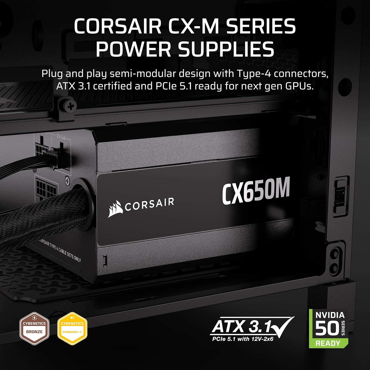 Thumbnail 1 de CORSAIR semi-modular power supply 650W