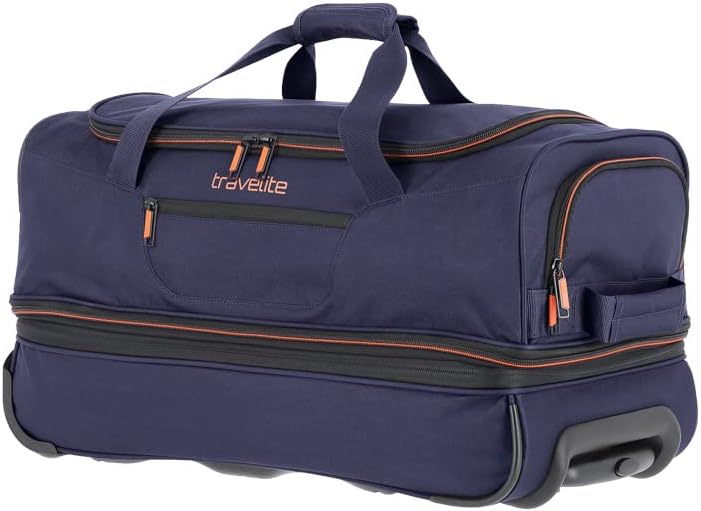 Detalle de Travelite Trolley Reisetasche Basics mittelgroß mit Rollen, 51–64 l, 55 cm, Blau
