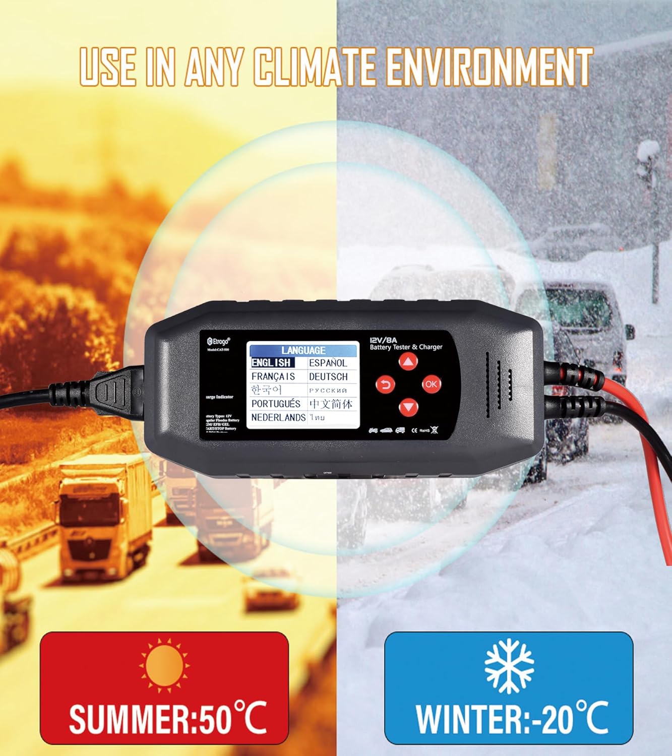 Thumbnail 6 de Etrogo Smart Auto Batterie Ladegerät 12V 8A