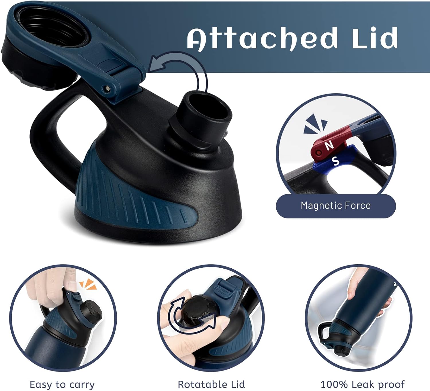 Detalle de Magnetic lid stainless bottle 600ml