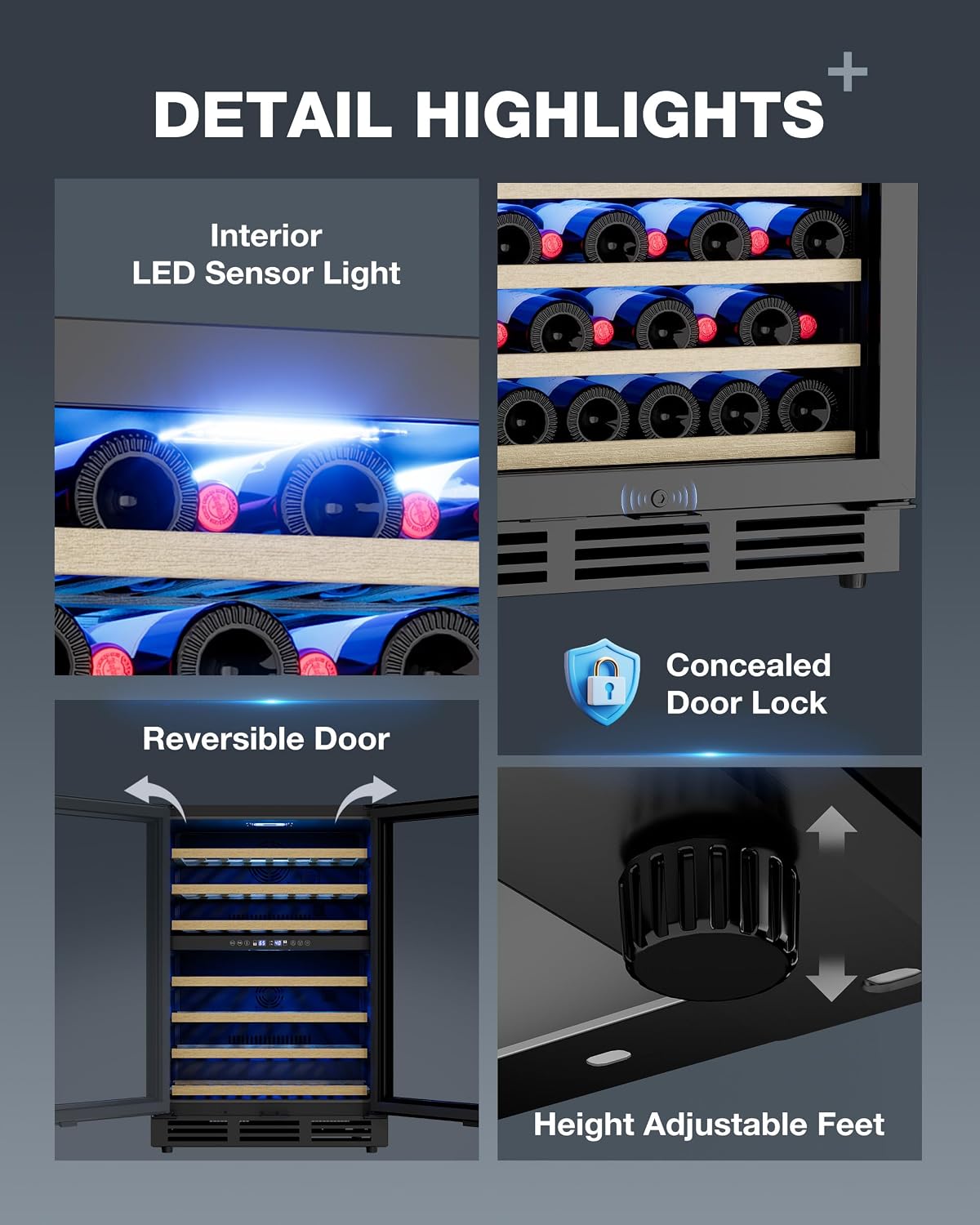 Detalle 1 de ICEVIVAL WC-04S 24-Inch Dual-Zone Wine Fridge, 55-Bottle Capacity