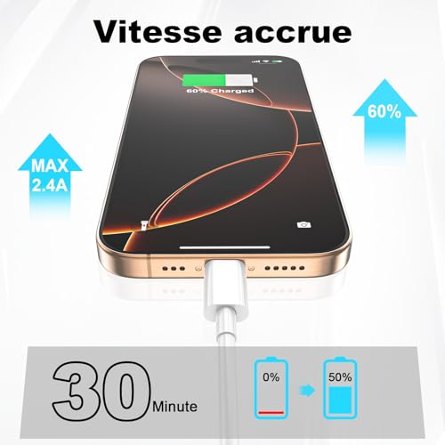 Detalle de BSTOEM Câble USB-C vers USB-C 60W – 1 m + 2 m, charge rapide et renforcé