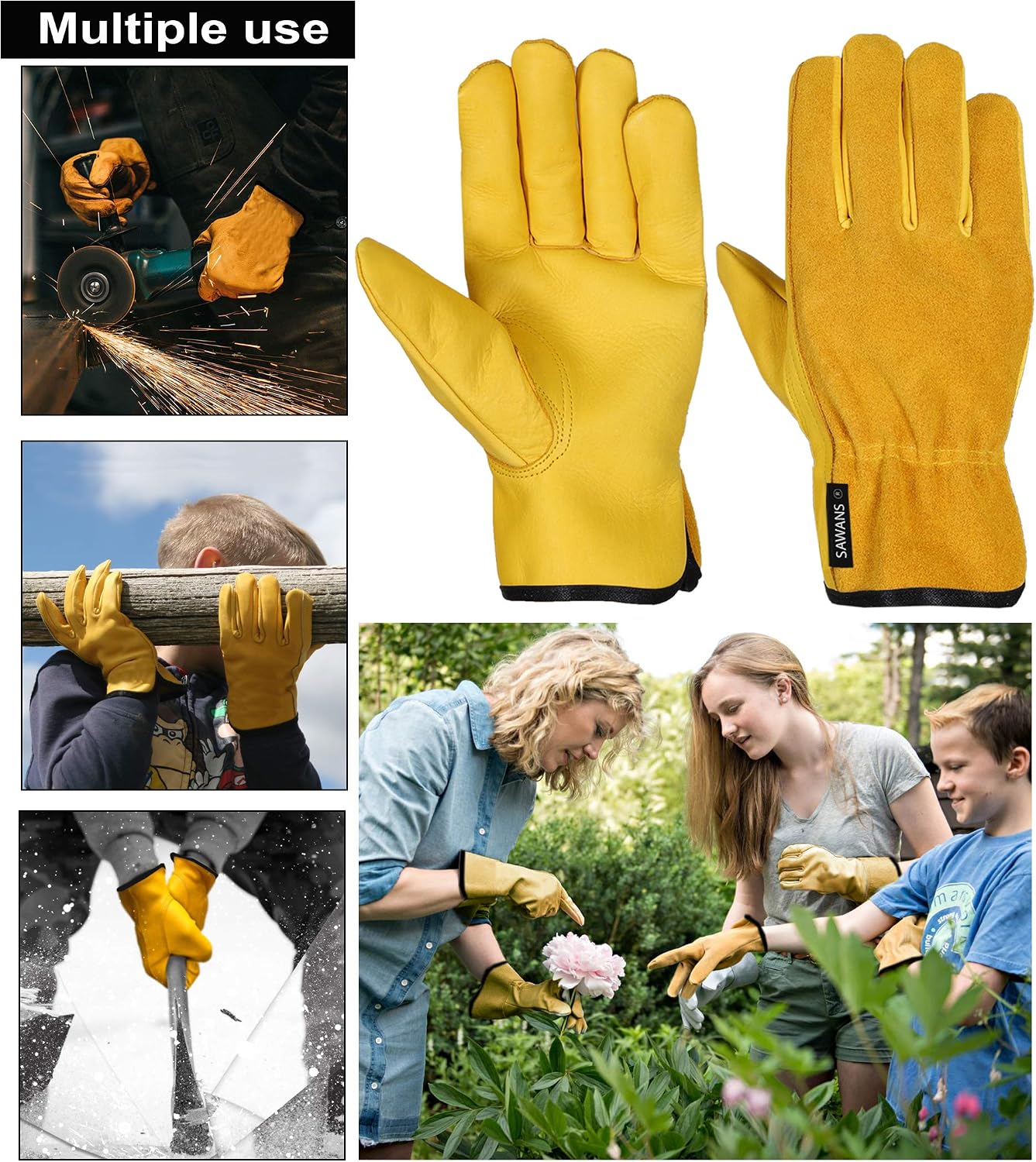 Thumbnail 1 de SAWANS Leather Working Gloves Thorn‑proof, Breathable