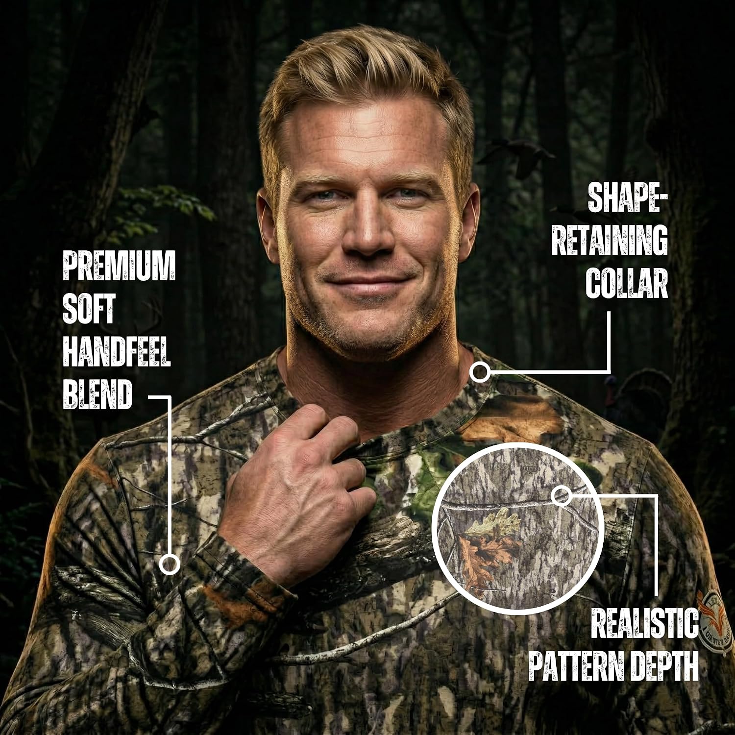 Detalle de Mossy Oak Long-Sleeve Hunting Shirt Cotton Blend