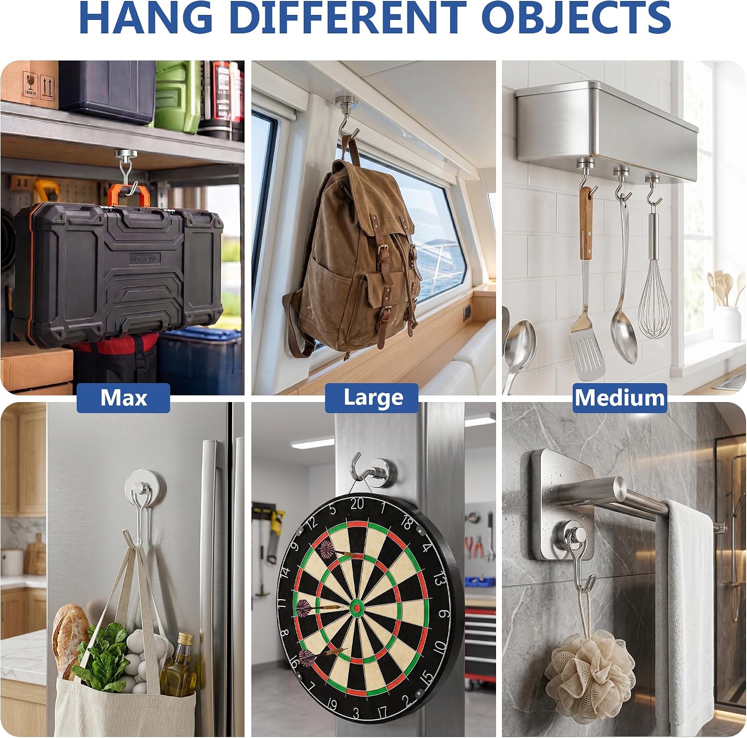 Detalle 2 de Tiergrade Magnetic Hooks, Mixed Sizes