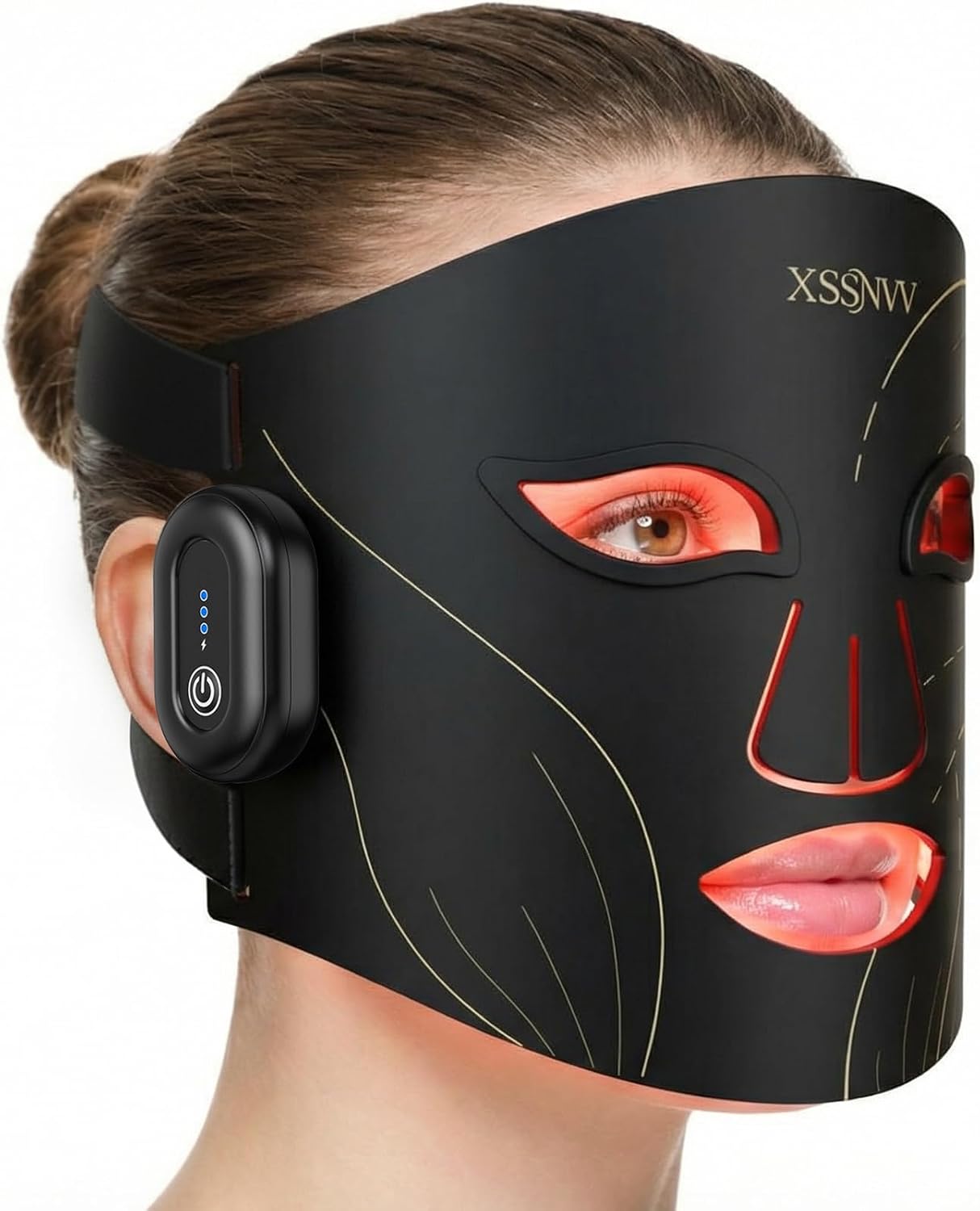 Detalle de XSSNVV Maschera LED Viso con Luce Rossa e 272 LED Infrarossi NVV03 – Maschera Facciale Multicolore, Wireless e Ricaricabile