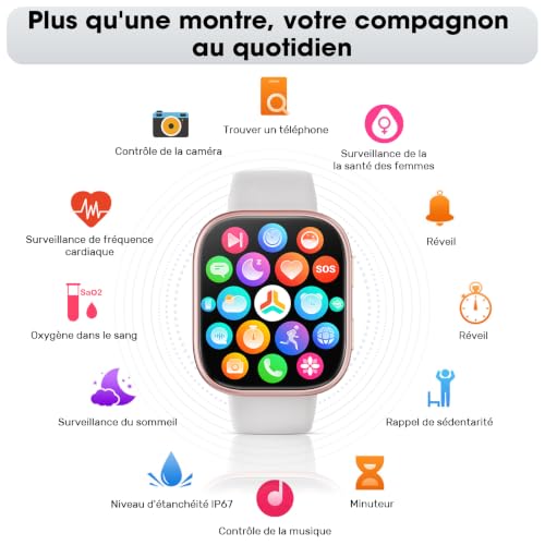 Thumbnail 6 de Hwagol - 7 Bracelets et Coffret Cadeau: Montre Connectée Femme 1,83'' HD, Appels Bluetooth, 100+ Modes, Cardiofréquence