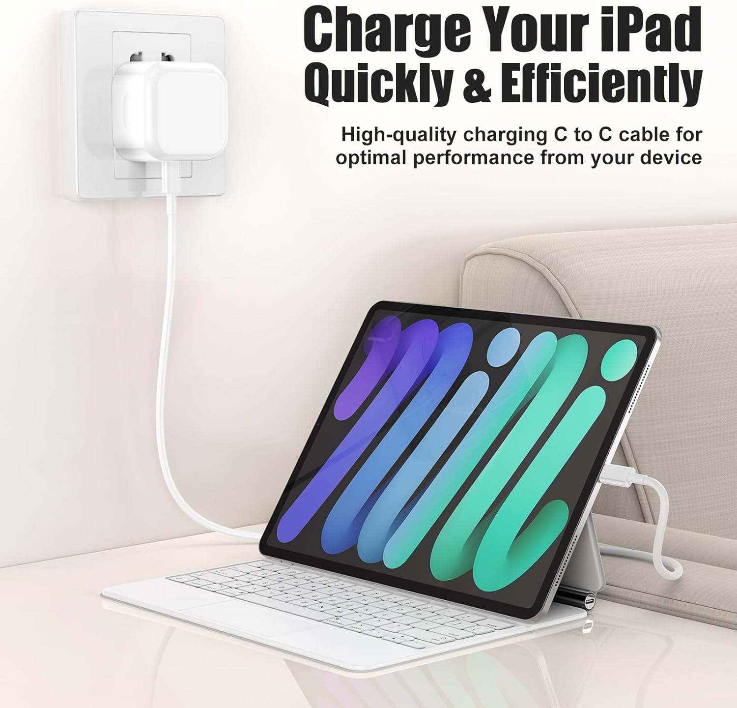 Thumbnail 4 de Weiship iPad Charger and Plug — 20W USB-C Charger with 2m Cable (Type-C) for iPhone and iPad